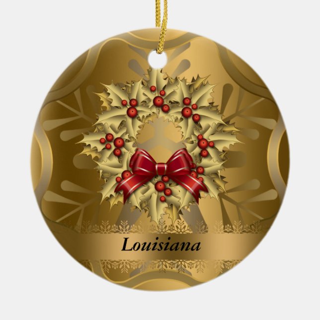 Louisiana Staat Weihnachtsdekoration Keramik Ornament (Vorne)