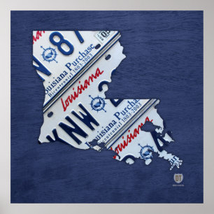 Louisiana-Staats-Lizenz-Platten-Karte Poster