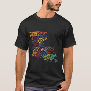 Louisiana-Staatsplan-T-Shirt Mardi Gras Kreolisch  T-Shirt