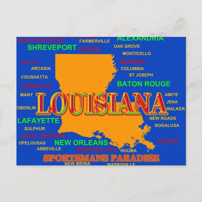 Louisiana Staatsstolz Karte Silhouette (Vorderseite)