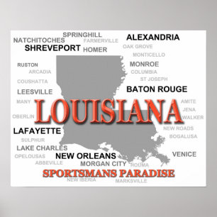 Louisiana Staatsstolz Karte Silhouette Poster