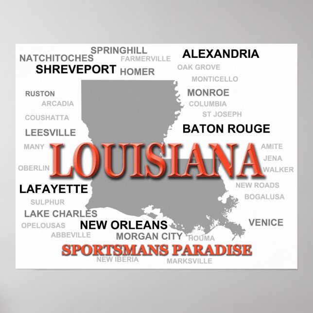 Louisiana Staatsstolz Karte Silhouette Poster (Vorne)