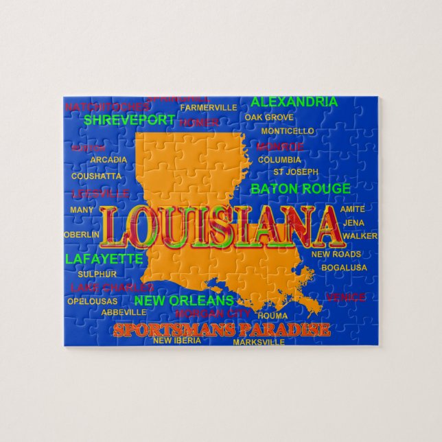 Louisiana-Staatsstolz-Karten-Silhouette Puzzle (Horizontal)