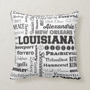 Louisiana-Stadt-Typografiekissen im Weiß Kissen