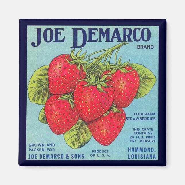 Louisiana Stawberry Crat Label Magnet (Vorne)