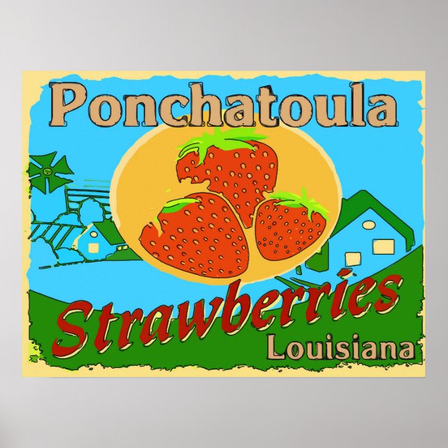 Louisiana Strawberries, Ponchatoula Poster (Vorne)
