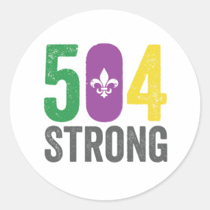 Louisiana Strong 504 NOLA Strong Mardi Gras Runder Aufkleber