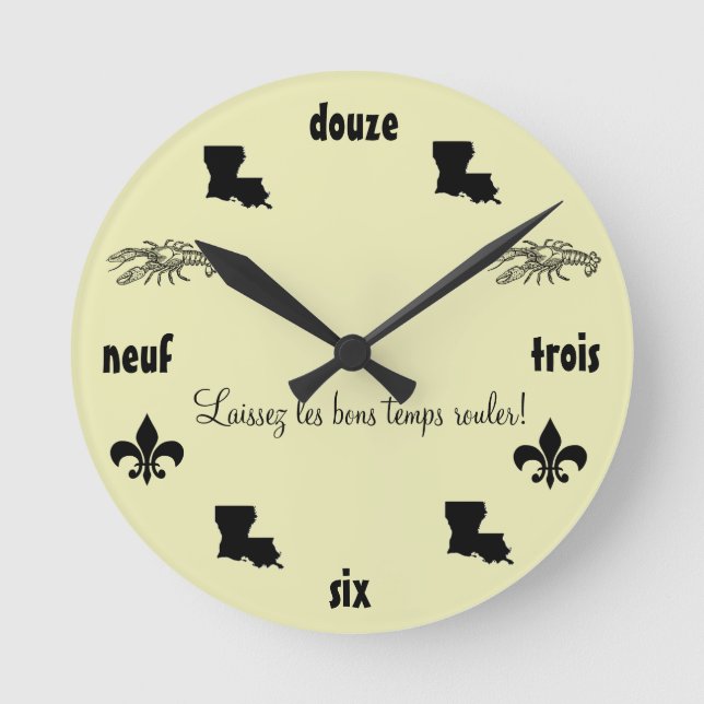 Louisiana Themed Cajun French Clock Runde Wanduhr (Vorderseite)