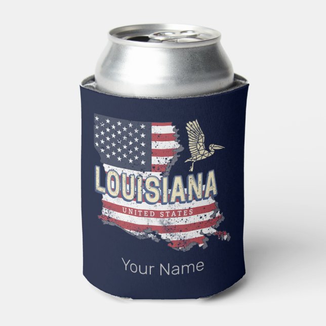 Louisiana United Staaten Retro Map Vintag USA Dosenkühler (Kanne Vorderseite)