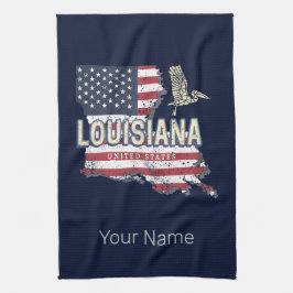 Louisiana United Staaten Retro Map Vintag USA Geschirrtuch