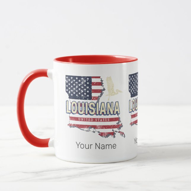 Louisiana United Staaten Retro Map Vintag USA Tasse (Links)