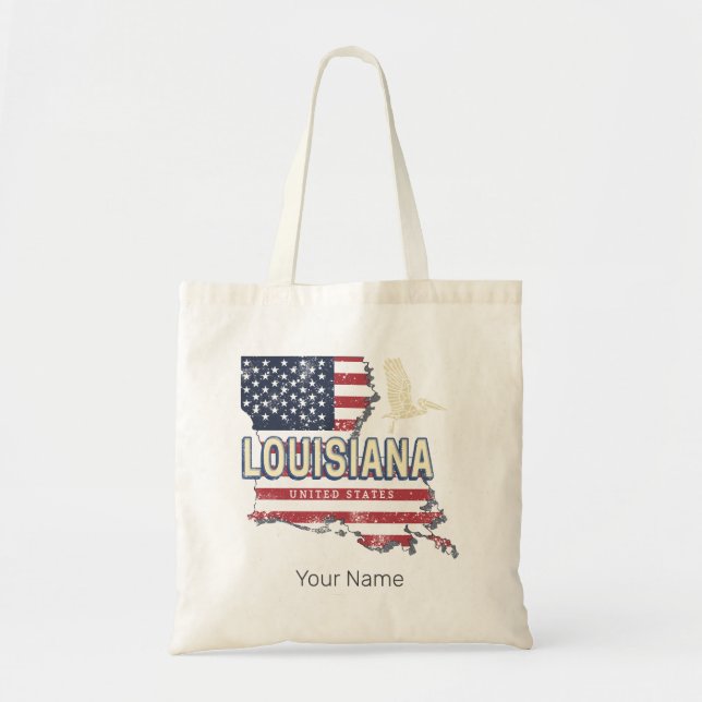 Louisiana United Staaten Retro Map Vintag USA Tragetasche (Vorne)