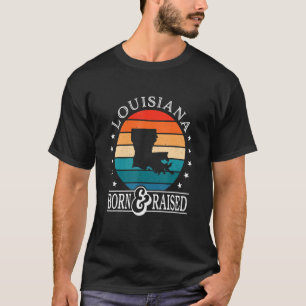 Louisiana Usa Geboren & Raised Retro US Staatsstol T-Shirt