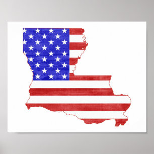 Louisiana USA Silhouette Staat Karte Poster