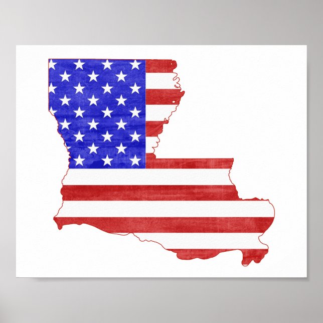 Louisiana USA Silhouette Staat Karte Poster (Vorne)