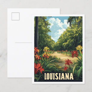 Louisiana USA Vintage-Illustration Reise Postkarte