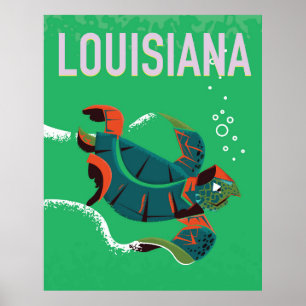 louisiana USA vintage travel poster art