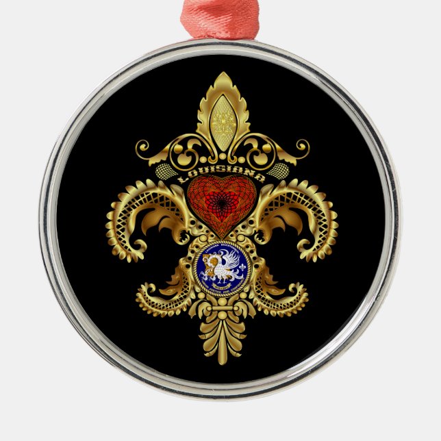 Louisiana verziert erstklassige Runde Silbernes Ornament (Vorne)