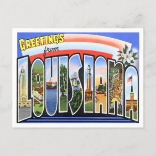 Louisiana Vintag Big Letters Postcard Postkarte
