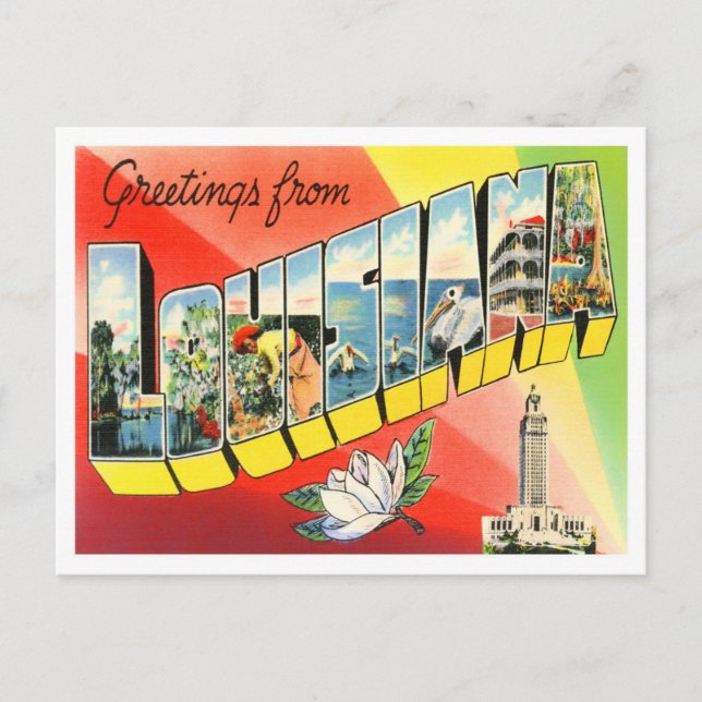 Louisiana Vintag Big Letters Postcard Postkarte (Vorderseite)