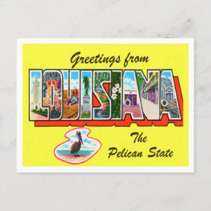 Louisiana Vintag Big Letters Postcard Postkarte
