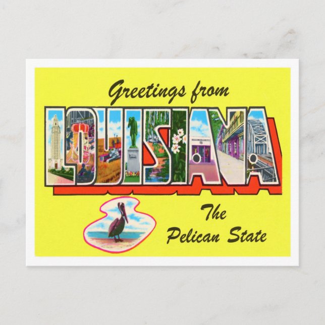 Louisiana Vintag Big Letters Postcard Postkarte (Vorderseite)