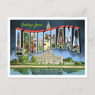Louisiana Vintag Big Letters Postcard Postkarte