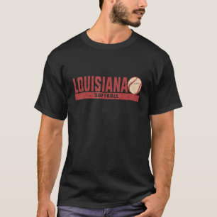 Louisiana Vintag Softball Coach Team Retro Softba T-Shirt