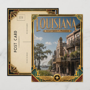 Louisiana Vintage Art Deco Golden Age Postkarte