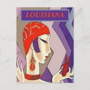 LOUISIANA, Vintage Mädchen Flusskrebse Postkarte