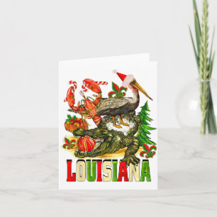 Louisiana Weihnachten Bayou Alligator Santa Hut Fe Karte
