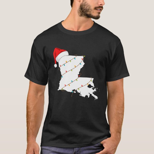 Louisiana Weihnachten mit Weihnachtsbeleuchtung de T-Shirt (Vorderseite)