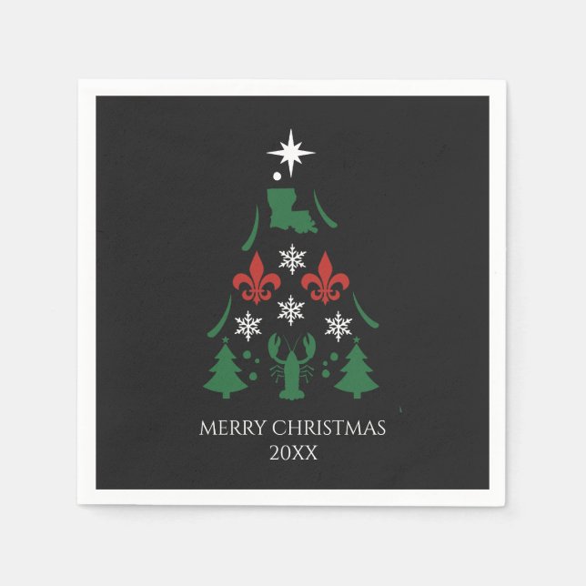 Louisiana Weihnachtsfeiertag Cajun Serviette (Vorderseite)