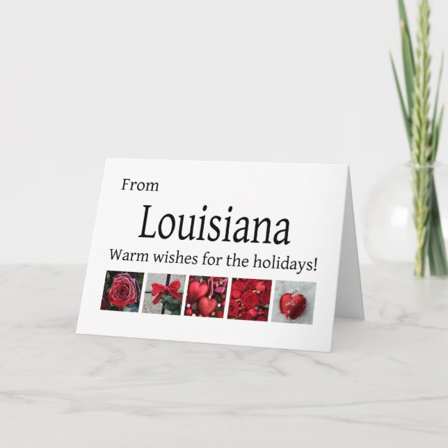 Louisiana Weihnachtskarte mit Ornamenten Feiertagskarte (Vorderseite)