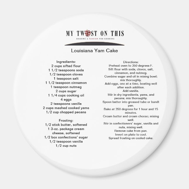 Louisiana Yam Cake Magnet (Vorne)