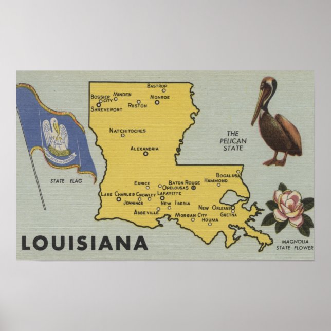 LouisianaDetaillierte Karte von StateLouisiana Poster (Vorne)