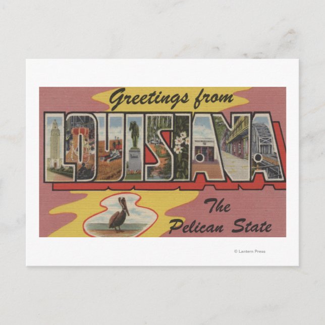 LouisianaGroße BuchstabenszenenLouisiana 2 Postkarte (Vorderseite)