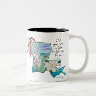 Louisischer Liebesvogel und Blume Zweifarbige Tasse
