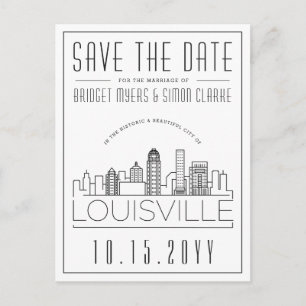 Louisvill Wedding   Stilisierte Skyline Save the D Postkarte
