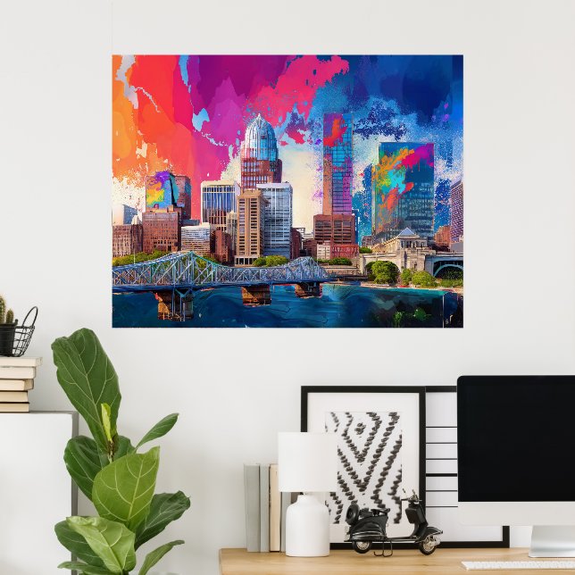 Louisville Abstrakte Skyline Poster (Heimbüro)