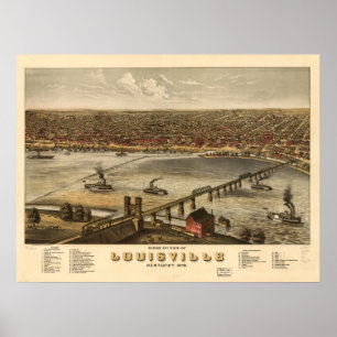 Louisville Kentucky 1876 Panoramakarte Poster