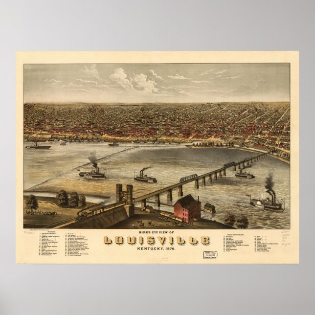 Louisville Kentucky 1876 Panoramakarte Poster (Vorne)