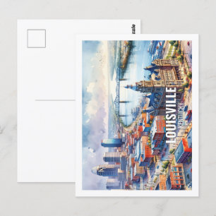 Louisville Kentucky Berühmte Reise Aquarell Postkarte