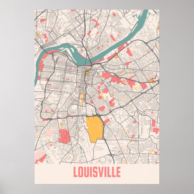 Louisville - Kentucky Chalk City Map Poster (Vorne)