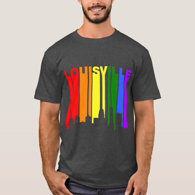Louisville Kentucky LGBQ Gay Pride Rainbow T-Shirt (Vorderseite)
