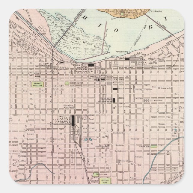 Louisville, Kentucky Quadratischer Aufkleber (Vorderseite)