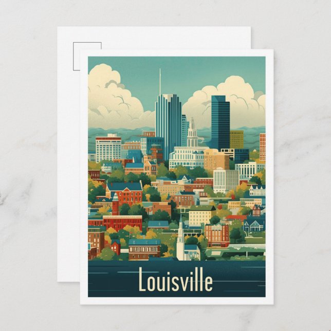 Louisville Kentucky US Vintage Travel Illustration Postkarte (Vorne/Hinten)