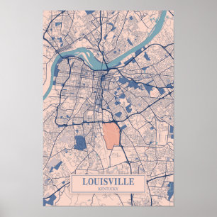 Louisville Kentucky USA Breezy City Karte Reise Poster