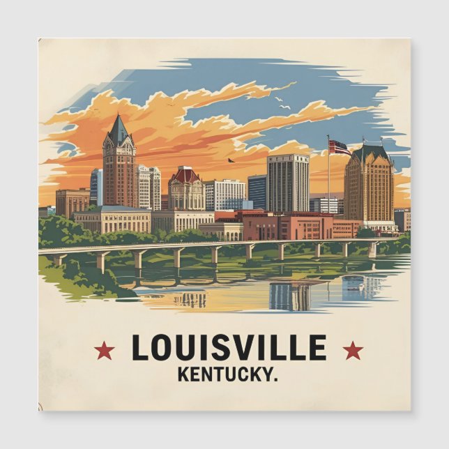 Louisville Kentucky USA Skyline Magnetkarte (Vorderseite)
