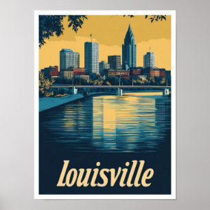 Louisville Kentucky Vintage Reise Illustration Poster